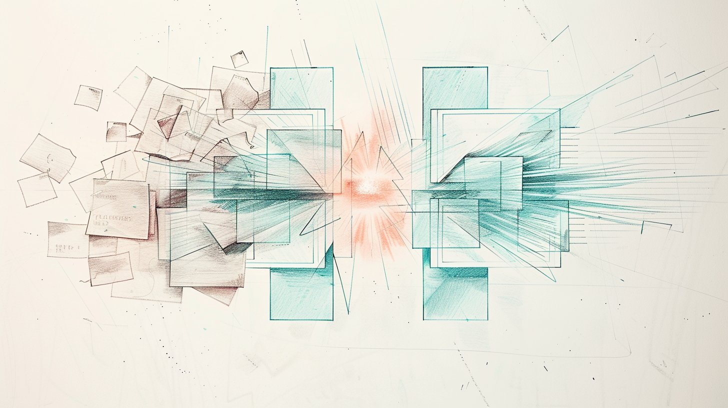 Illustration zum Blogartikel: Wie KI das Requirements Engineering transformiert: Von vagen Ideen zu umsetzbaren Tickets. Thematische Brand-Illustration im Colored-Pencil-Sketch-Stil, passend zum Artikelthema